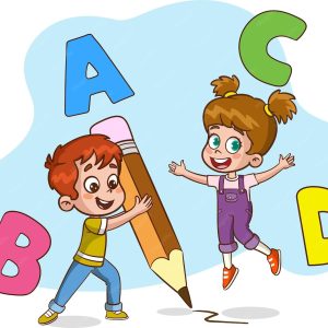 ninos-escribiendo-vector-dibujos-animados-pluma-grande_723224-2238